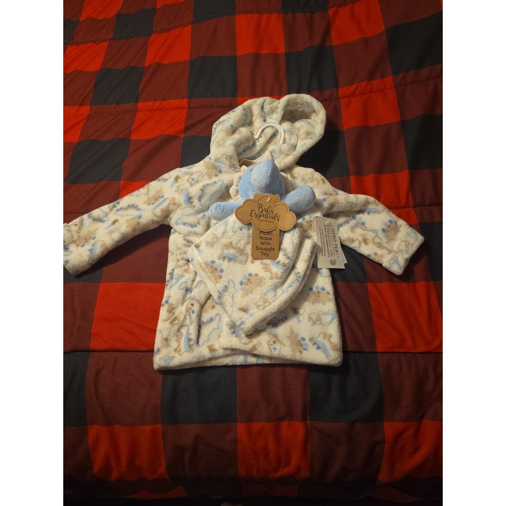 Baby Essentials Baby Boys Plush Robe With Snuggle Toy 0-9 Months